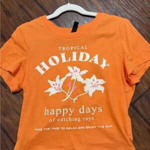 H&M Orange Tropical Holiday Graphic Tee